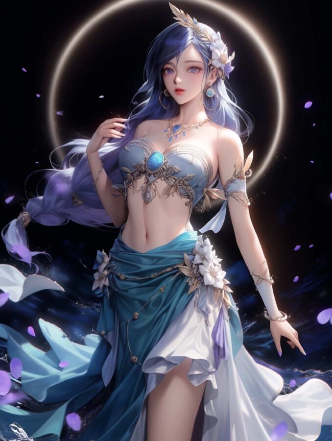 王者荣耀绝美海月高清微信头像 AI绘制漫画风月妹美图_23
