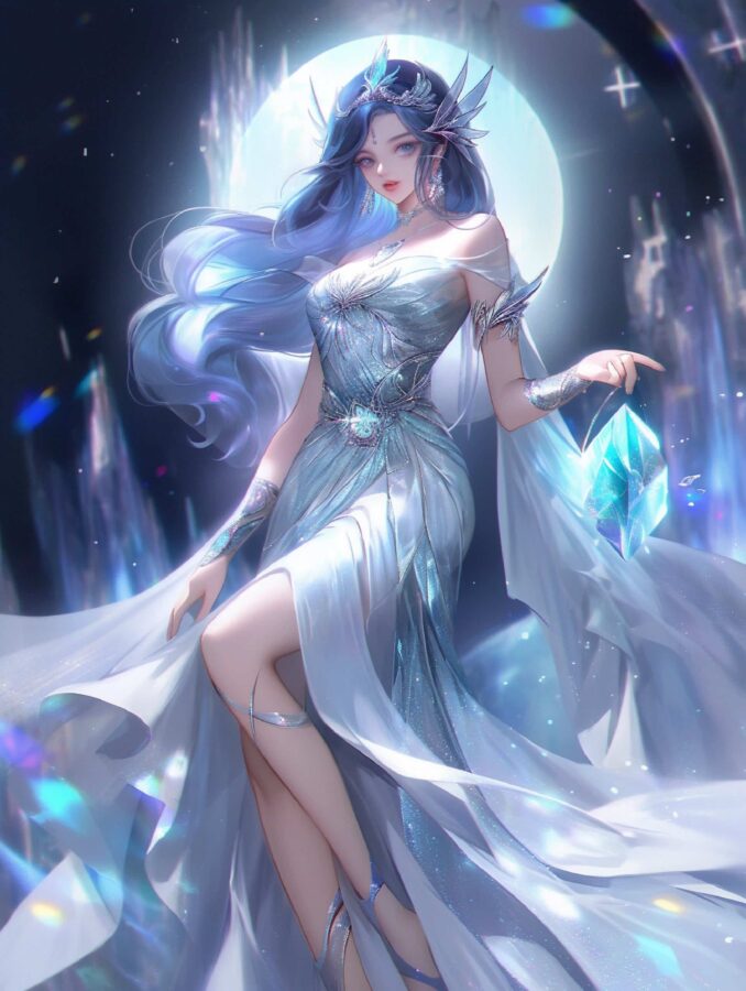 王者荣耀绝美海月高清微信头像 AI绘制漫画风月妹美图_25