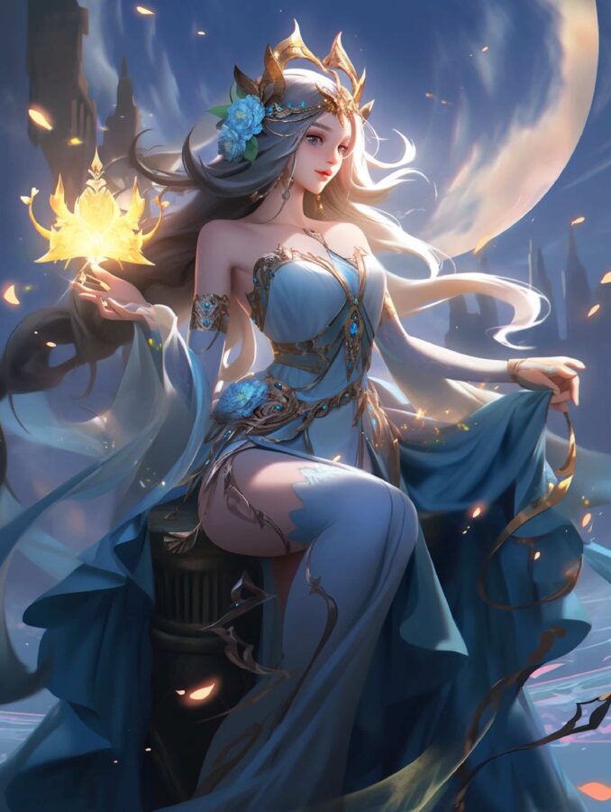 王者荣耀绝美海月高清微信头像 AI绘制漫画风月妹美图_26
