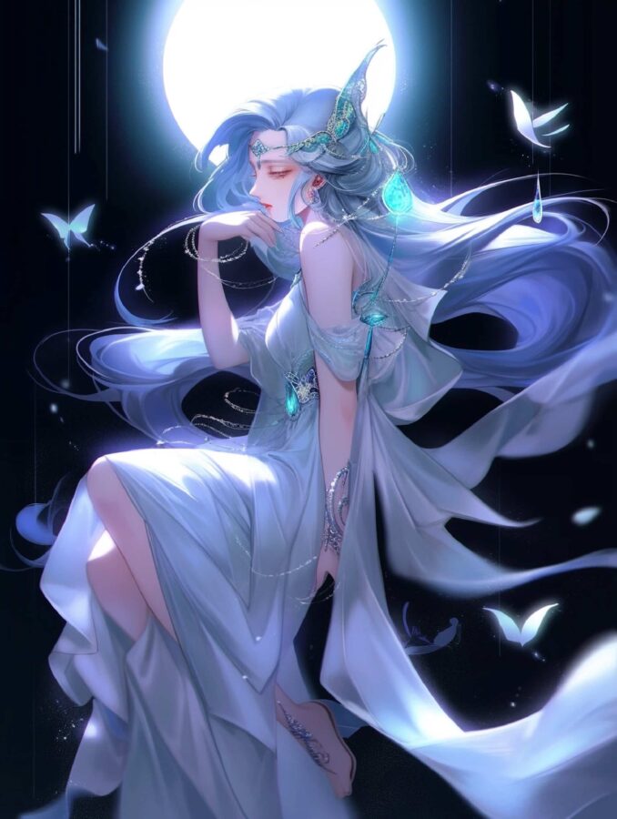 王者荣耀绝美海月高清微信头像 AI绘制漫画风月妹美图_27