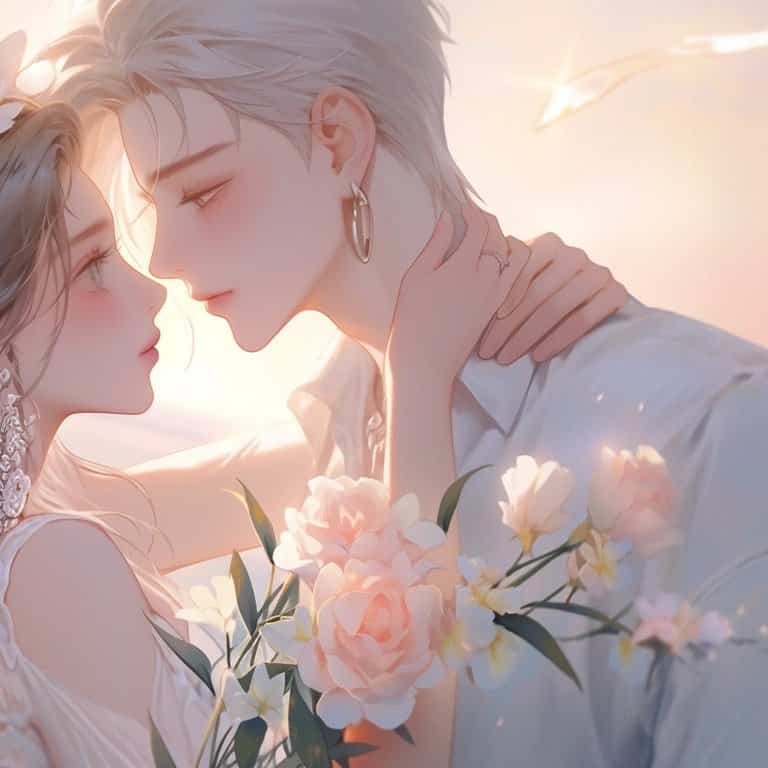 超甜动漫男孩女孩情侣头像 AI绘画一人一半高质量旧漫情头_19
