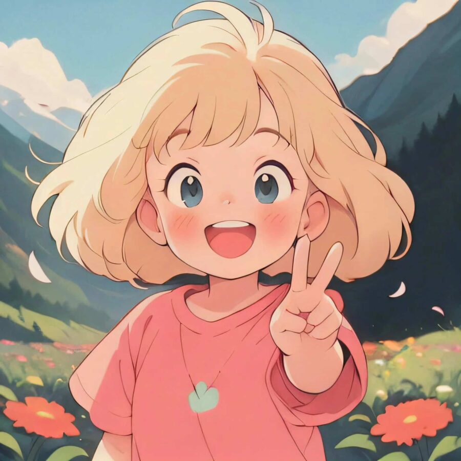 比耶的小女孩头像图片 AI绘画动漫女孩开心的笑比耶女生头像_48