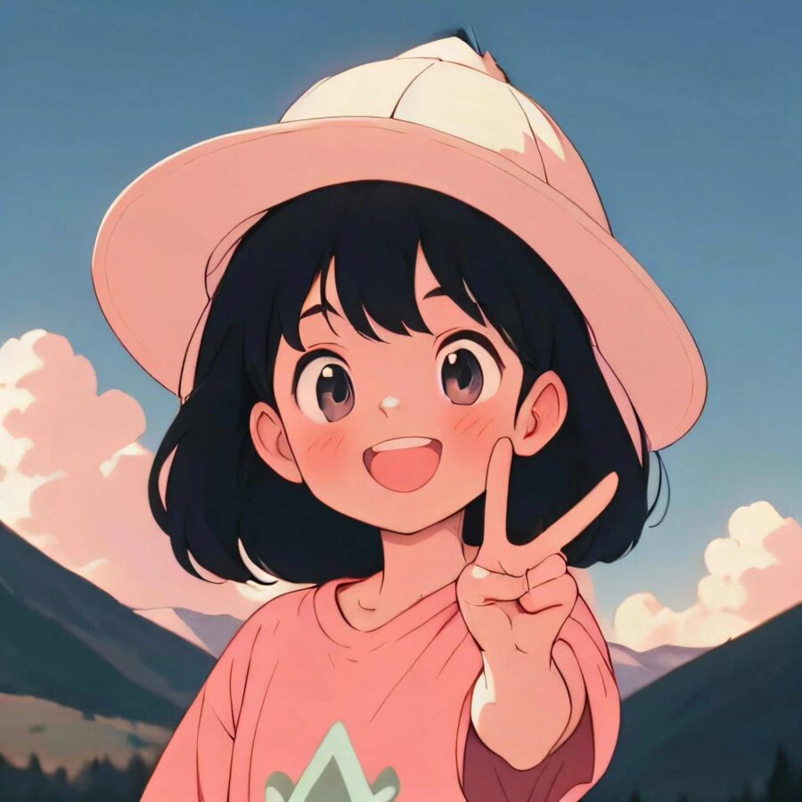 比耶的小女孩头像图片 AI绘画动漫女孩开心的笑比耶女生头像_49