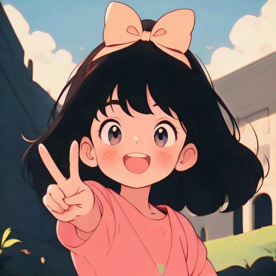 比耶的小女孩头像图片 AI绘画动漫女孩开心的笑比耶女生头像_50