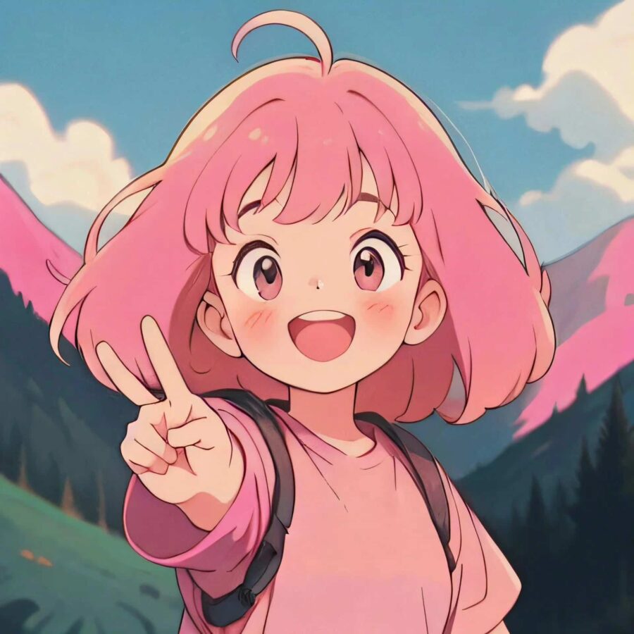 比耶的小女孩头像图片 AI绘画动漫女孩开心的笑比耶女生头像_52
