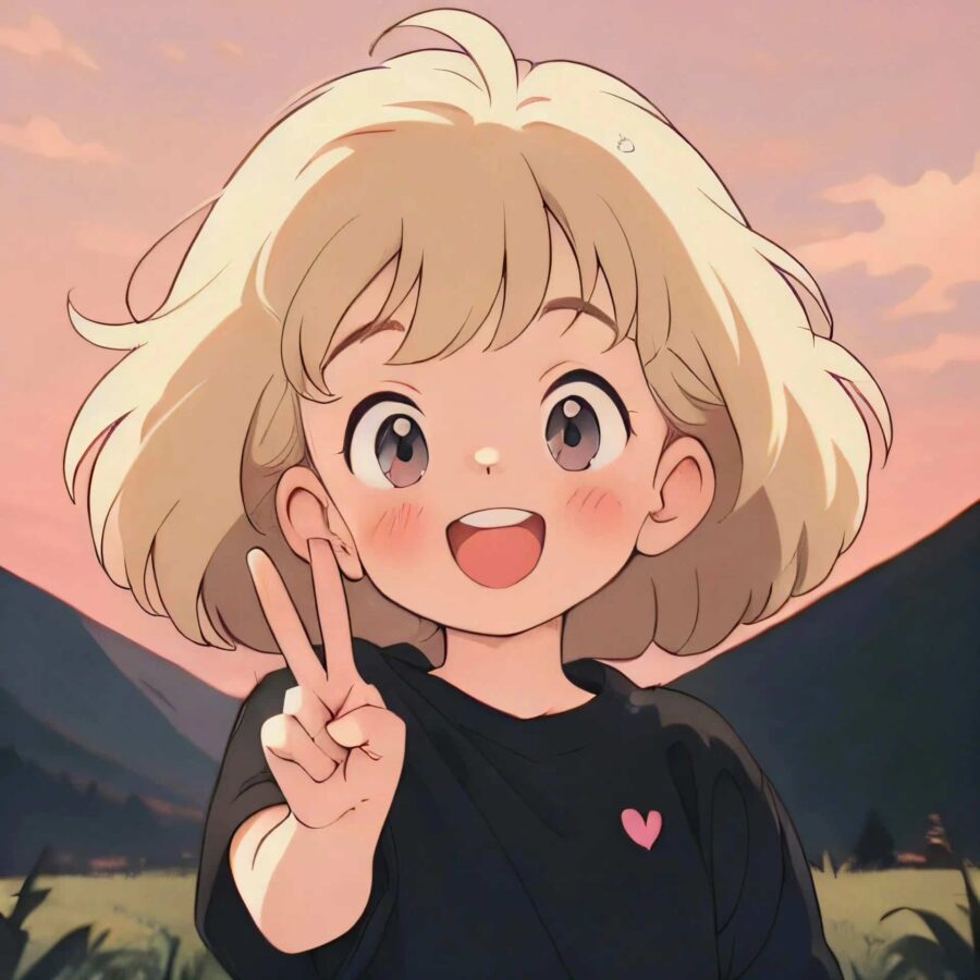 比耶的小女孩头像图片 AI绘画动漫女孩开心的笑比耶女生头像_54