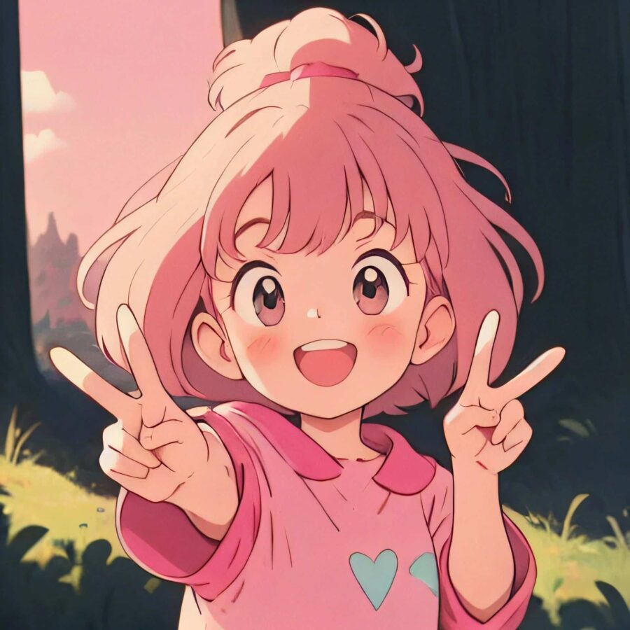 比耶的小女孩头像图片 AI绘画动漫女孩开心的笑比耶女生头像_2