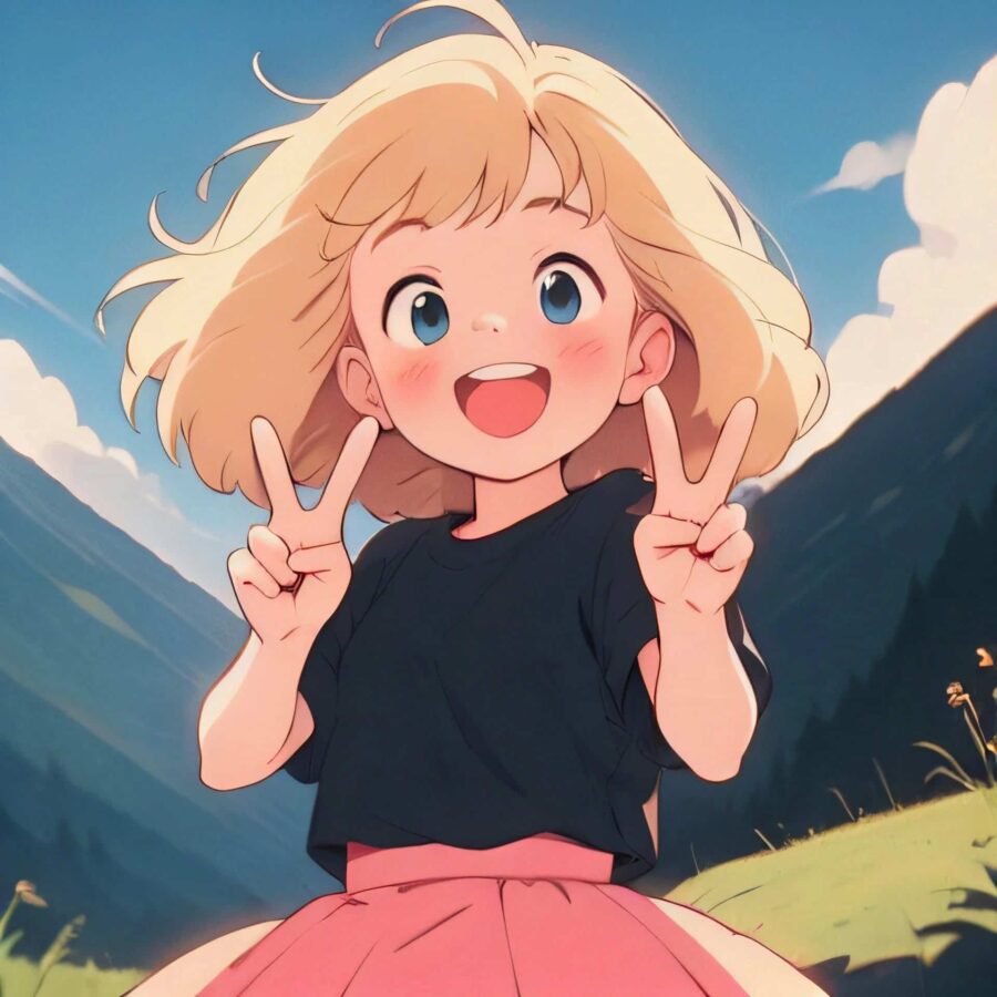 比耶的小女孩头像图片 AI绘画动漫女孩开心的笑比耶女生头像_3