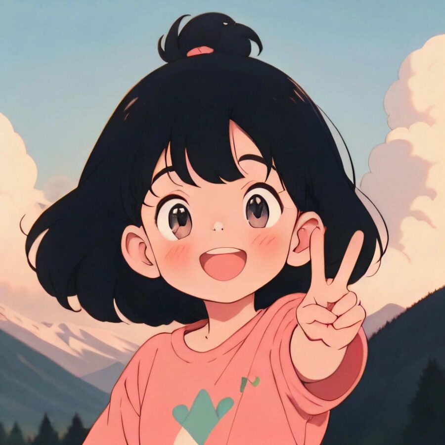 比耶的小女孩头像图片 AI绘画动漫女孩开心的笑比耶女生头像_4