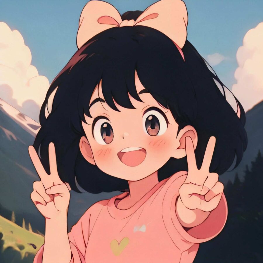 比耶的小女孩头像图片 AI绘画动漫女孩开心的笑比耶女生头像_6