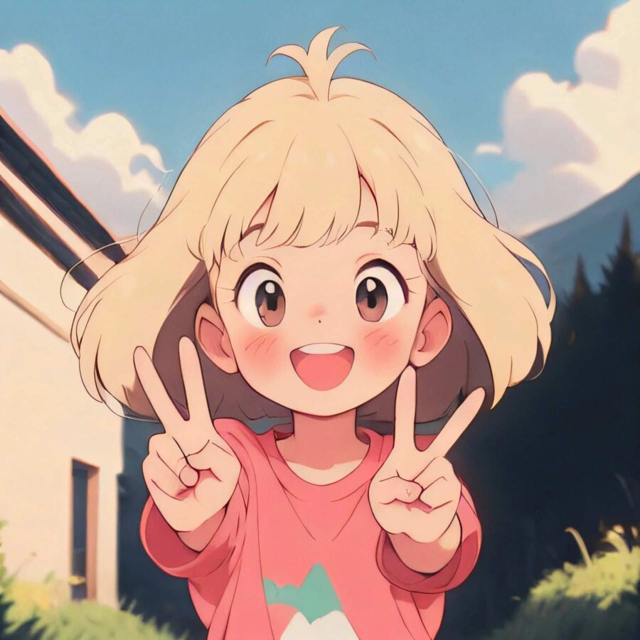比耶的小女孩头像图片 AI绘画动漫女孩开心的笑比耶女生头像_7