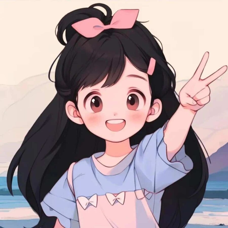 比耶的小女孩头像图片 AI绘画动漫女孩开心的笑比耶女生头像_14
