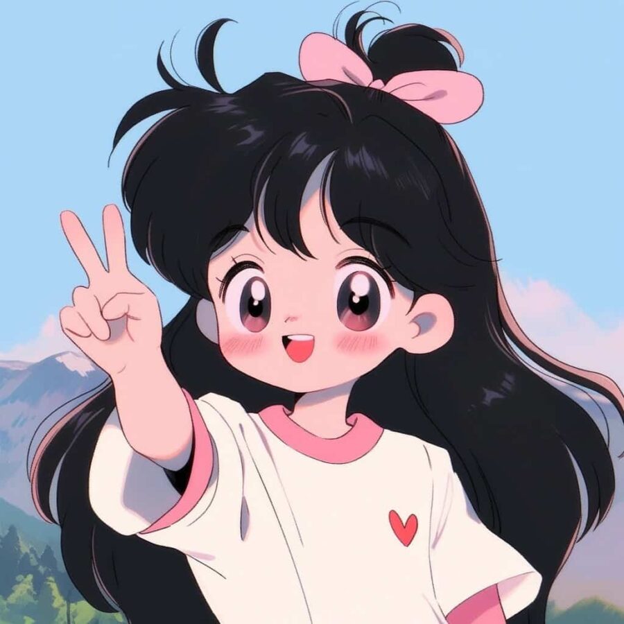 比耶的小女孩头像图片 AI绘画动漫女孩开心的笑比耶女生头像_18