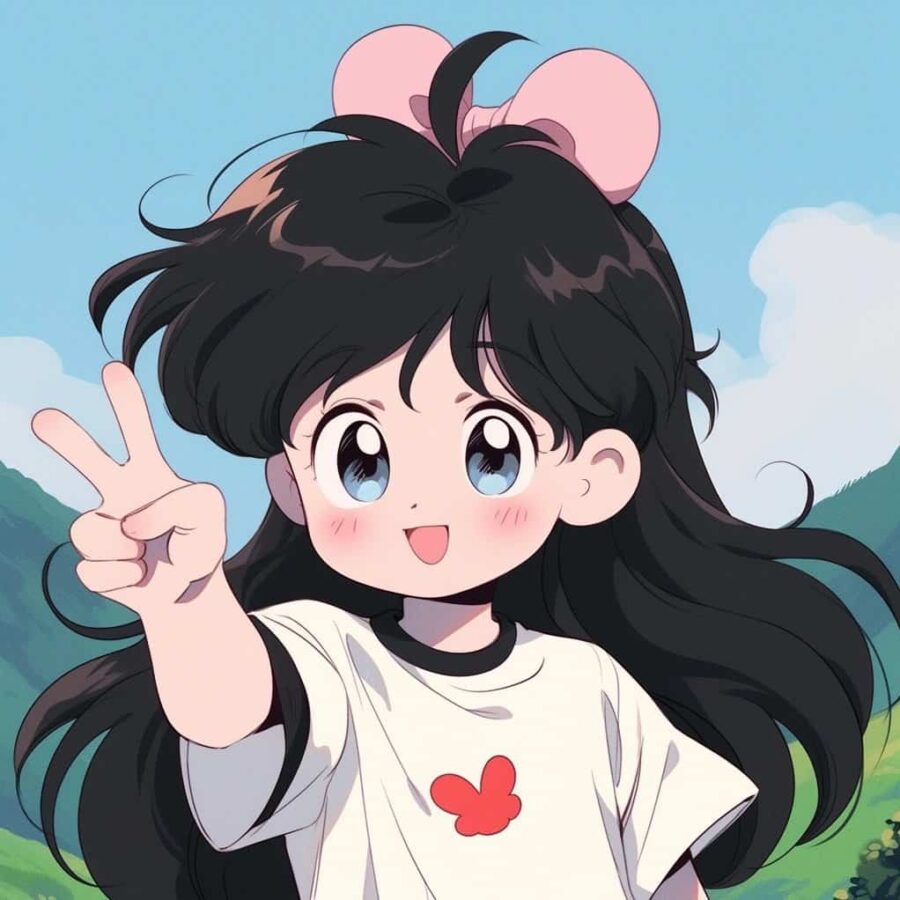 比耶的小女孩头像图片 AI绘画动漫女孩开心的笑比耶女生头像_19