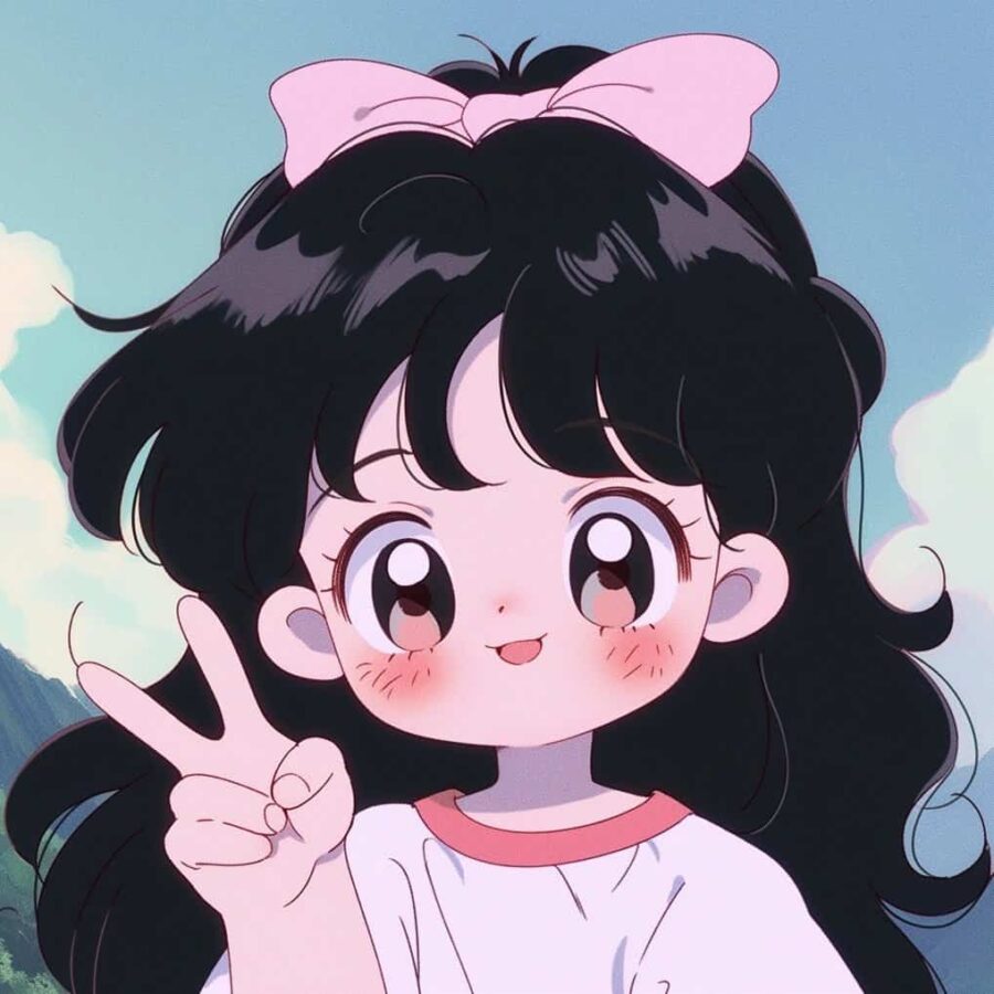 比耶的小女孩头像图片 AI绘画动漫女孩开心的笑比耶女生头像_20