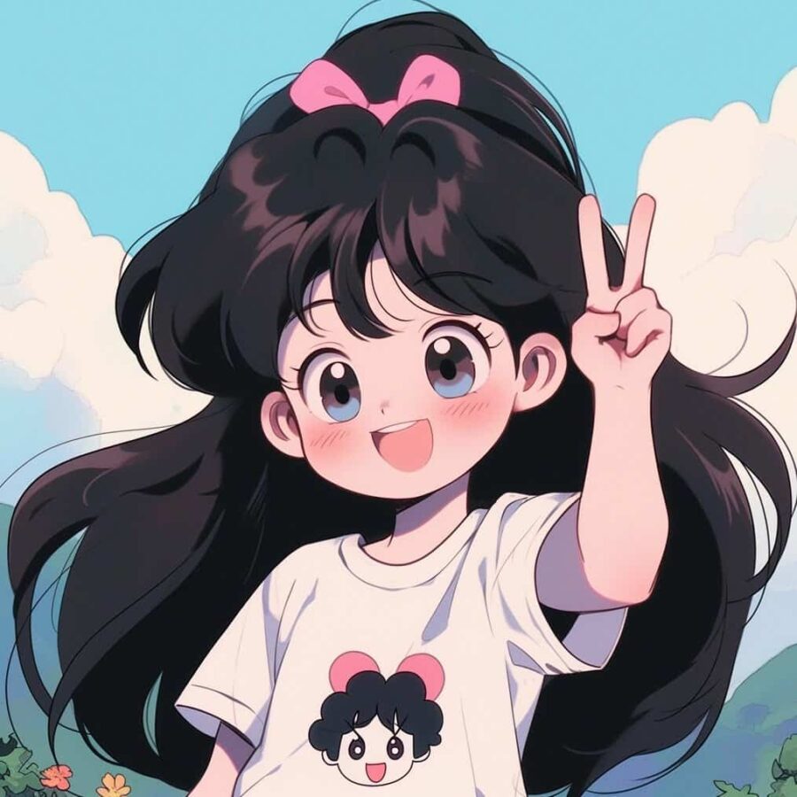 比耶的小女孩头像图片 AI绘画动漫女孩开心的笑比耶女生头像_21