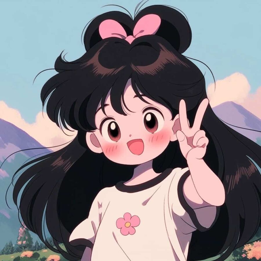 比耶的小女孩头像图片 AI绘画动漫女孩开心的笑比耶女生头像_22