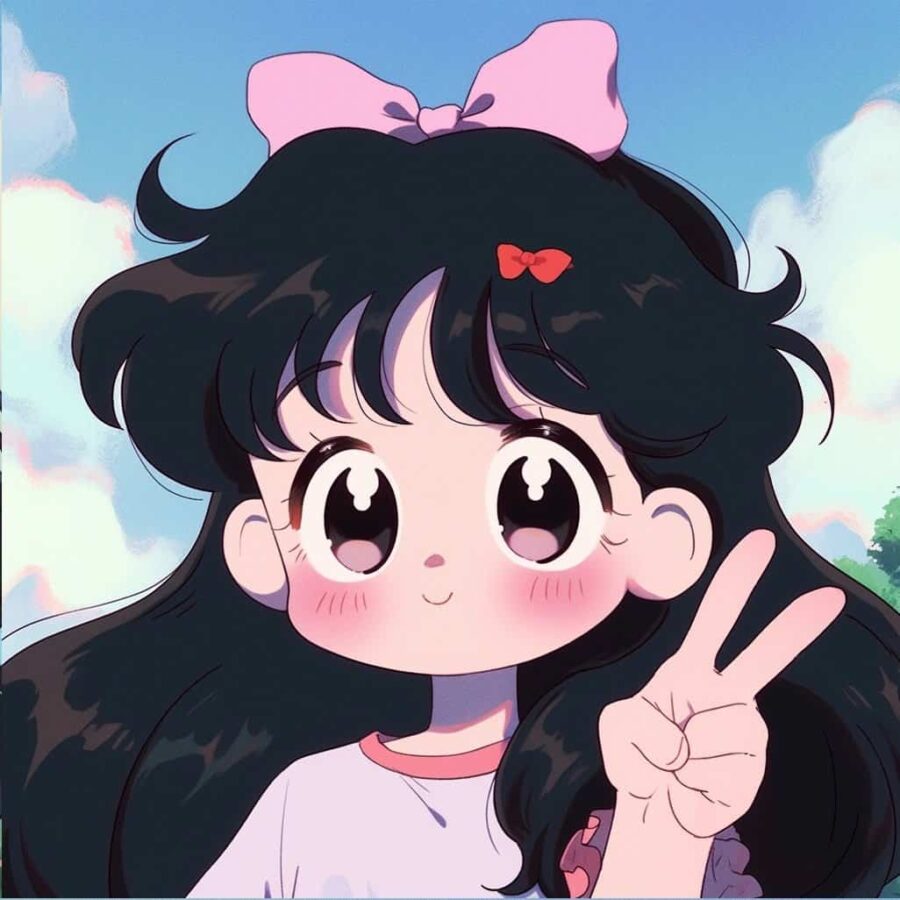 比耶的小女孩头像图片 AI绘画动漫女孩开心的笑比耶女生头像_23