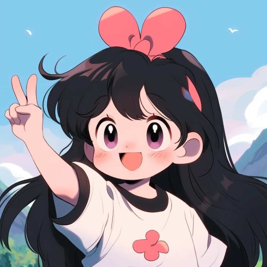 比耶的小女孩头像图片 AI绘画动漫女孩开心的笑比耶女生头像_24