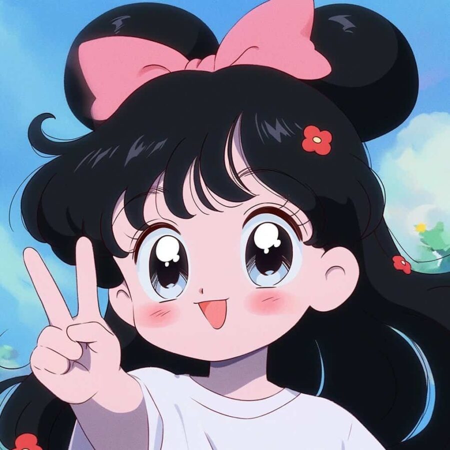 比耶的小女孩头像图片 AI绘画动漫女孩开心的笑比耶女生头像_25