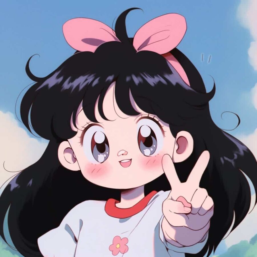 比耶的小女孩头像图片 AI绘画动漫女孩开心的笑比耶女生头像_26