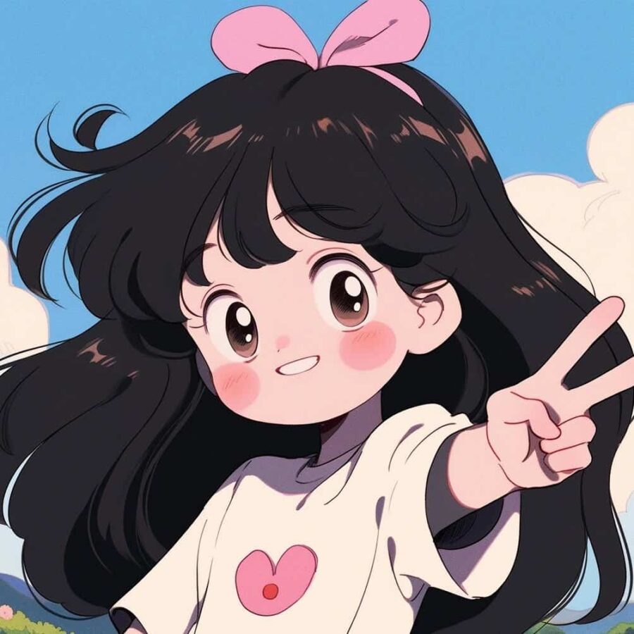 比耶的小女孩头像图片 AI绘画动漫女孩开心的笑比耶女生头像_27
