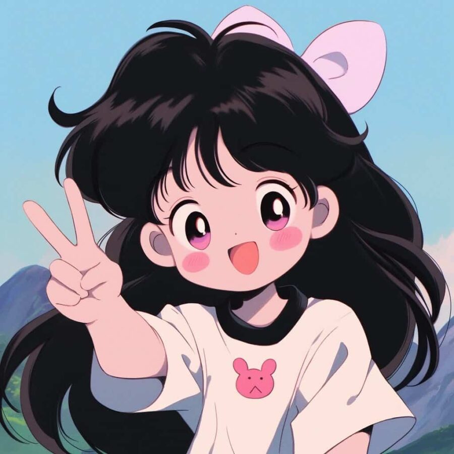 比耶的小女孩头像图片 AI绘画动漫女孩开心的笑比耶女生头像_29