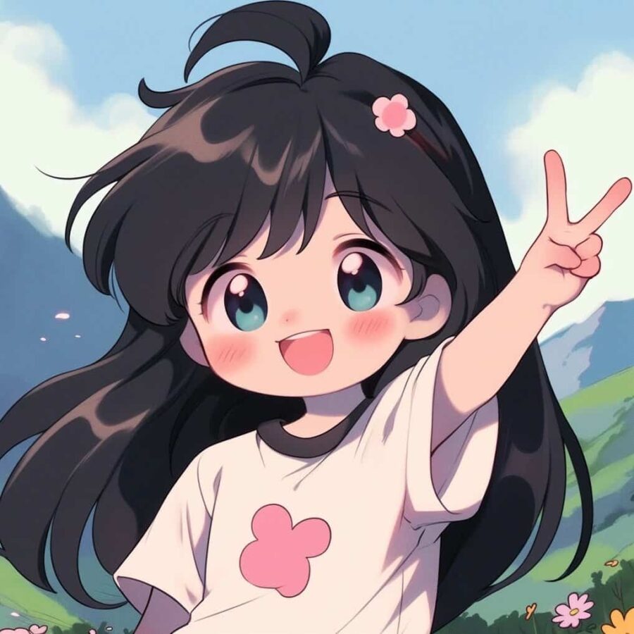 比耶的小女孩头像图片 AI绘画动漫女孩开心的笑比耶女生头像_30