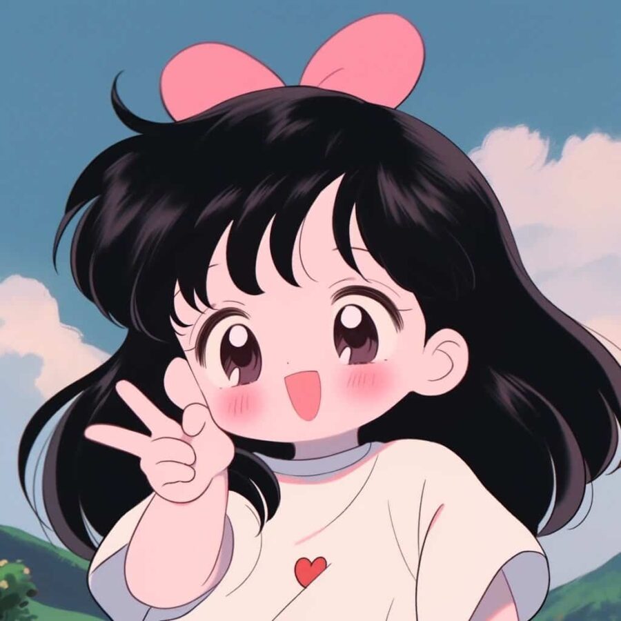 比耶的小女孩头像图片 AI绘画动漫女孩开心的笑比耶女生头像_33