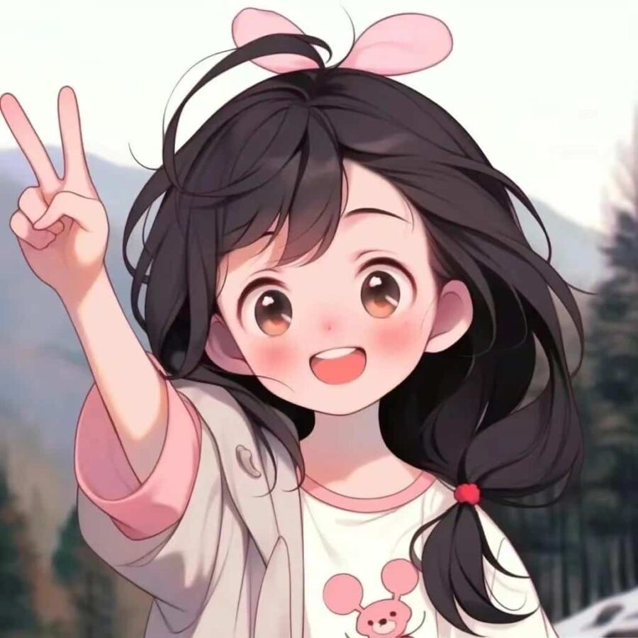 比耶的小女孩头像图片 AI绘画动漫女孩开心的笑比耶女生头像_34