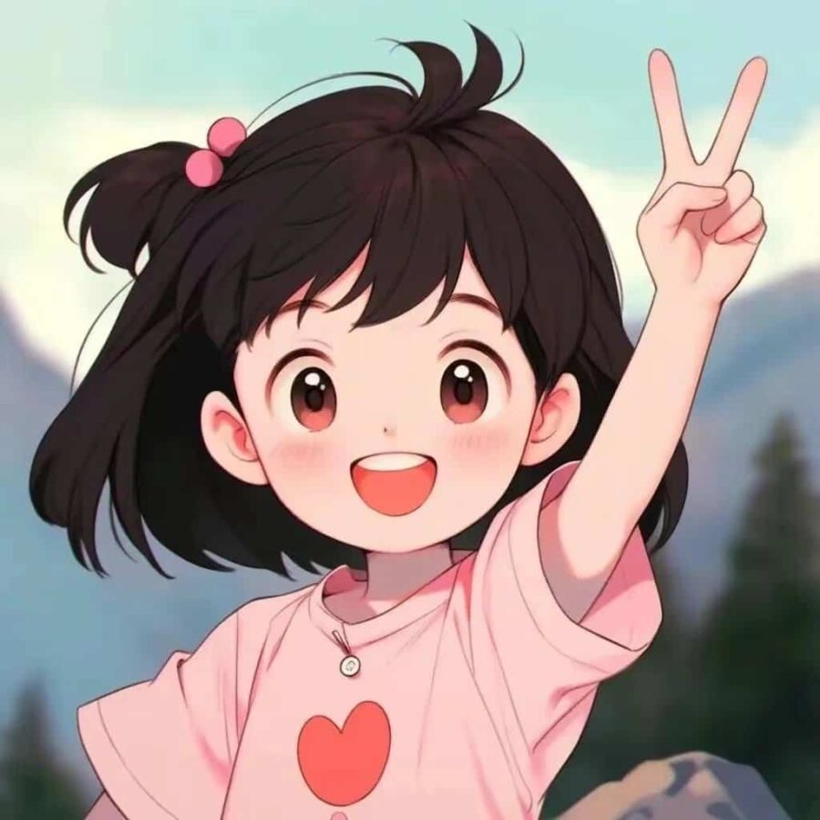 比耶的小女孩头像图片 AI绘画动漫女孩开心的笑比耶女生头像_36