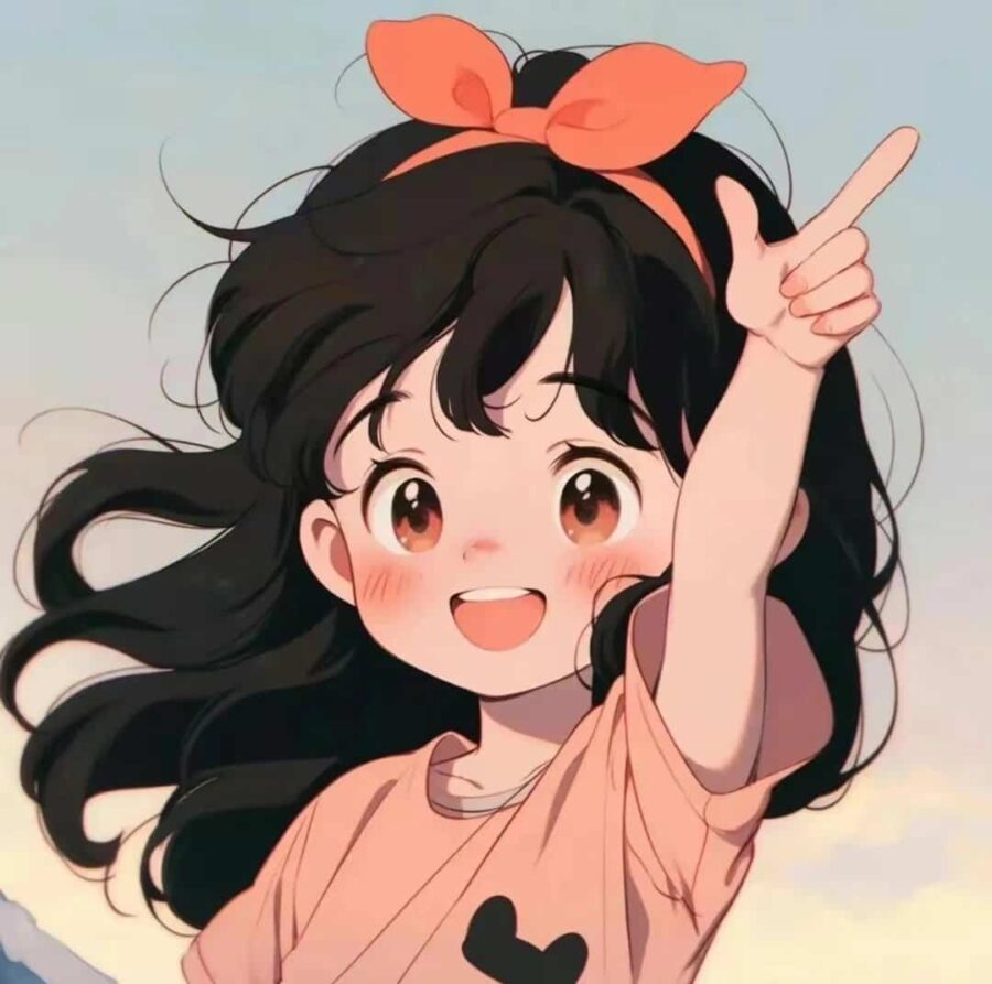 比耶的小女孩头像图片 AI绘画动漫女孩开心的笑比耶女生头像_37