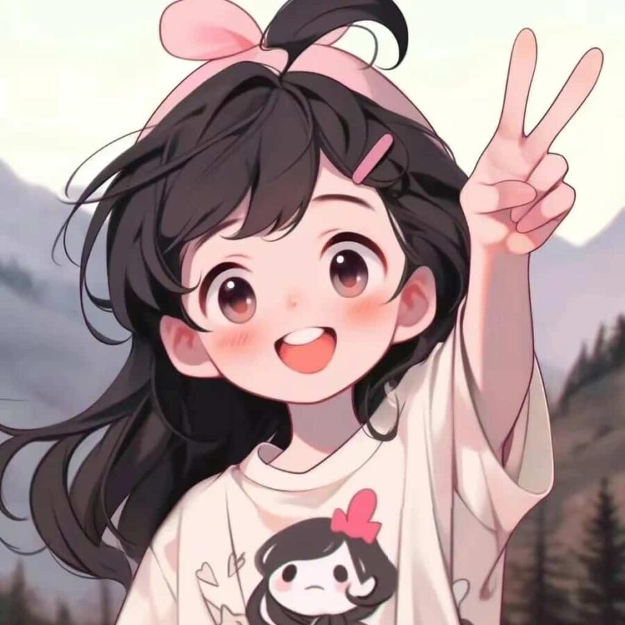 比耶的小女孩头像图片 AI绘画动漫女孩开心的笑比耶女生头像_38