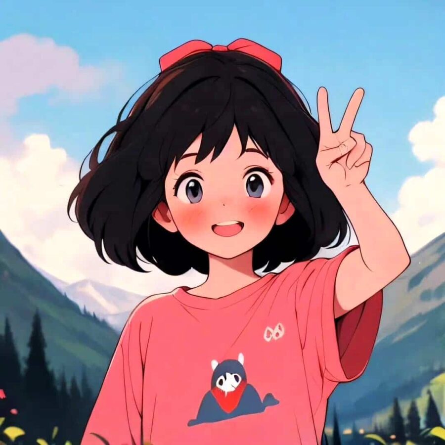 比耶的小女孩头像图片 AI绘画动漫女孩开心的笑比耶女生头像_40