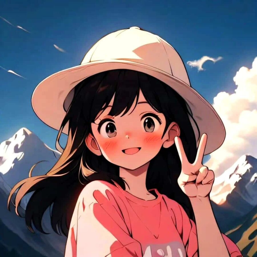 比耶的小女孩头像图片 AI绘画动漫女孩开心的笑比耶女生头像_42