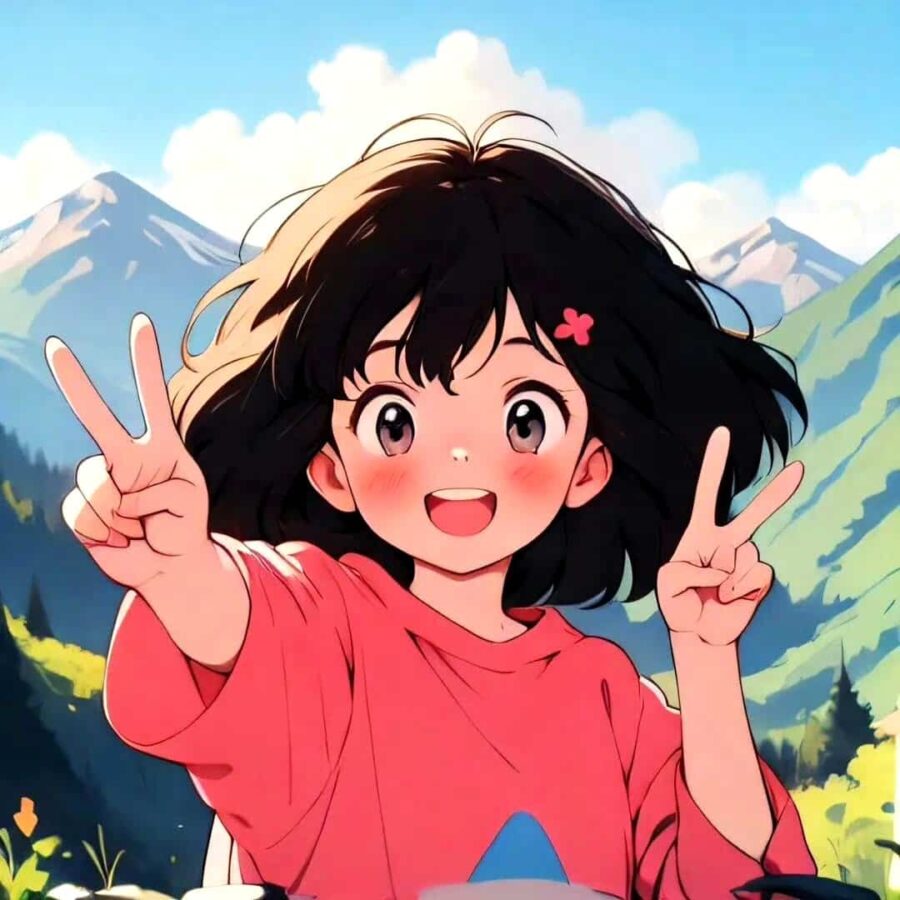 比耶的小女孩头像图片 AI绘画动漫女孩开心的笑比耶女生头像_43