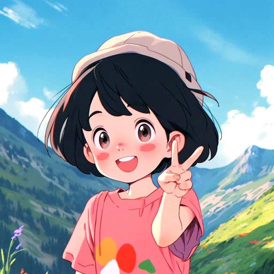 比耶的小女孩头像图片 AI绘画动漫女孩开心的笑比耶女生头像_44