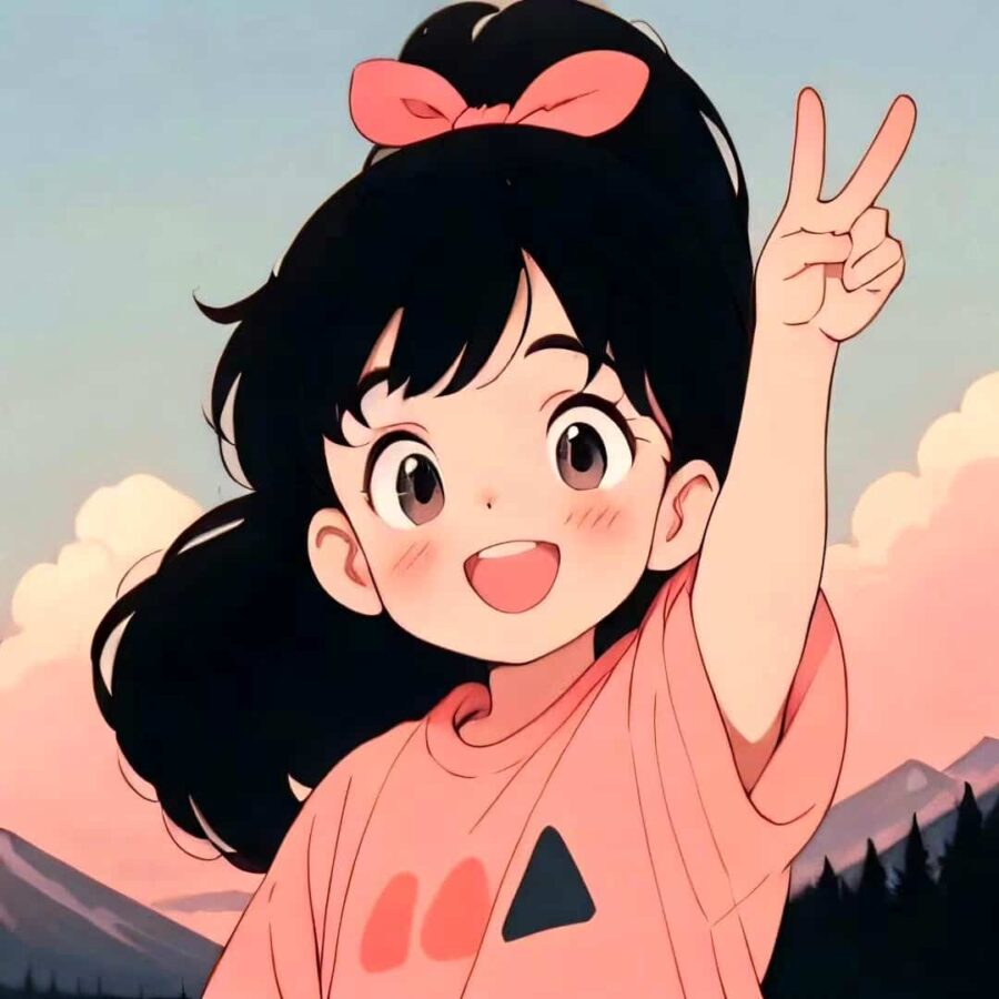 比耶的小女孩头像图片 AI绘画动漫女孩开心的笑比耶女生头像_45
