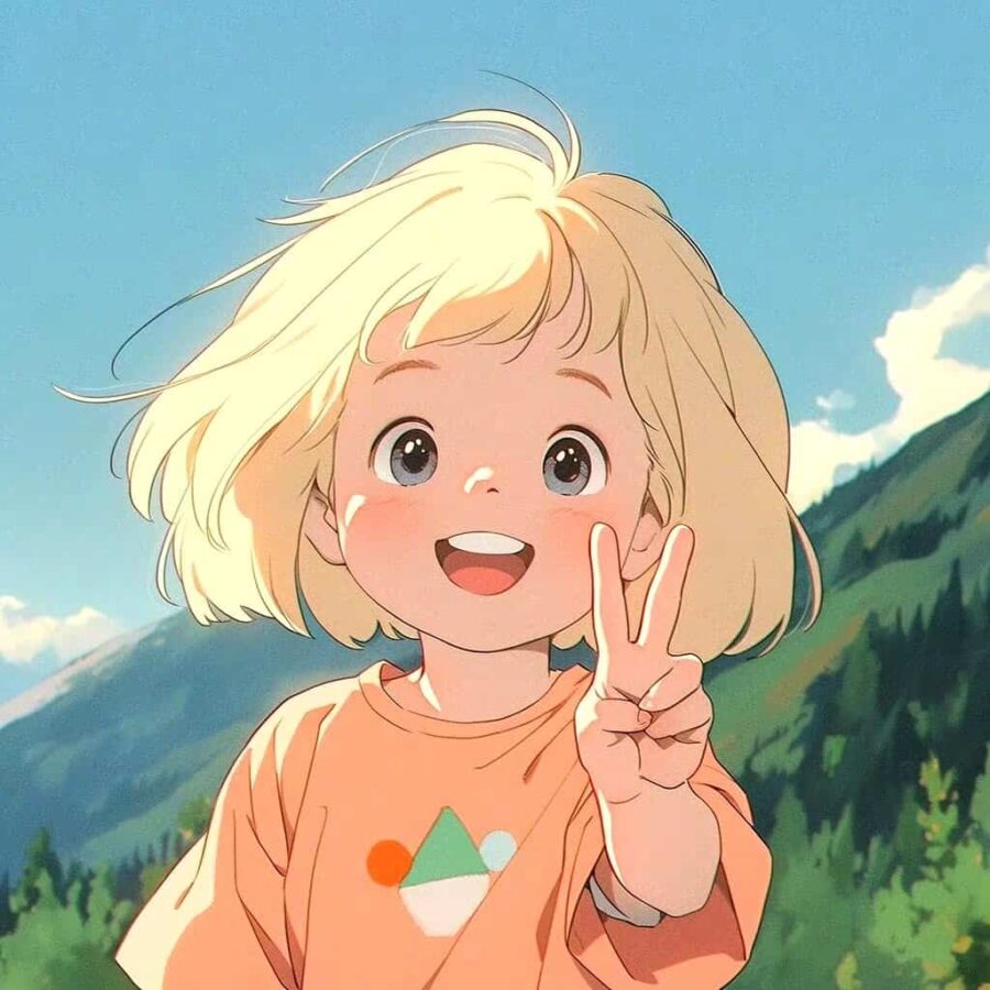 比耶的小女孩头像图片 AI绘画动漫女孩开心的笑比耶女生头像_46
