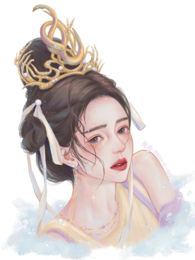 陈都灵《长月烬明》天欢叶冰裳AI漫画女生头像 绝美破碎清冷感古装美女头像_3