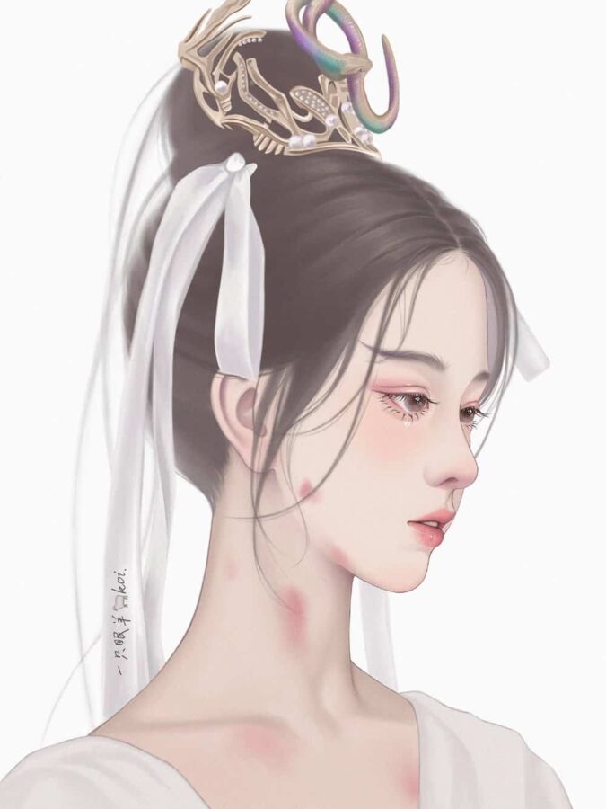 陈都灵《长月烬明》天欢叶冰裳AI漫画女生头像 绝美破碎清冷感古装美女头像_10