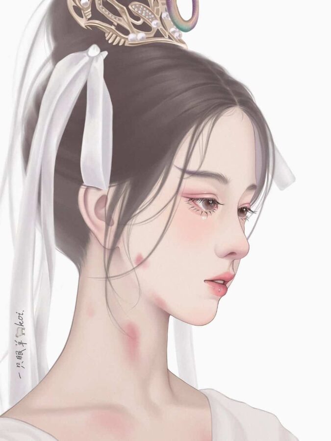 陈都灵《长月烬明》天欢叶冰裳AI漫画女生头像 绝美破碎清冷感古装美女头像_11