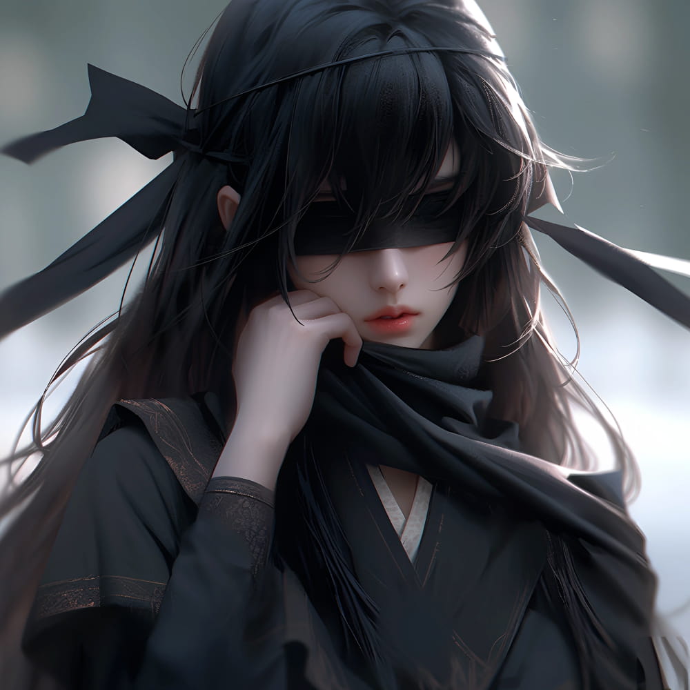 梦魇女孩卡通头像高清图片,女生蒙眼Ai头像_2