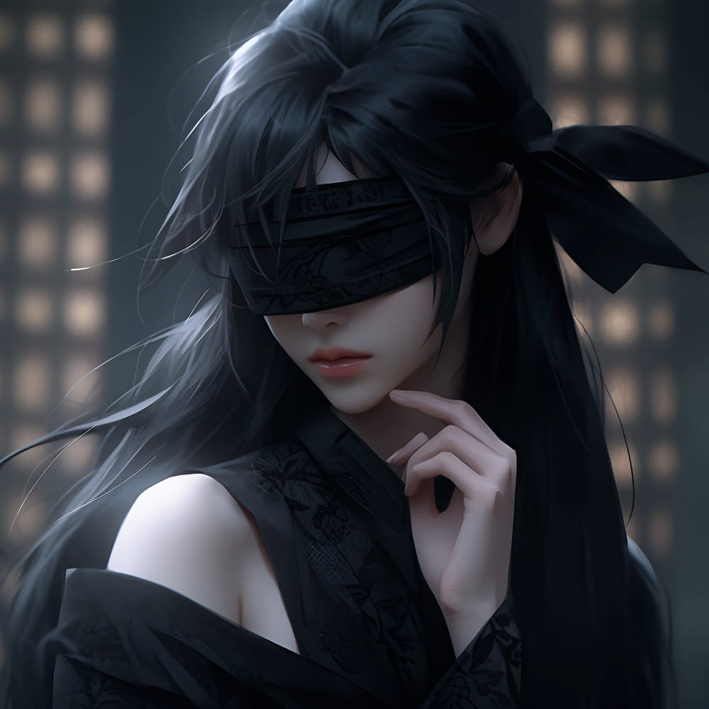 梦魇女孩卡通头像高清图片,女生蒙眼Ai头像_3