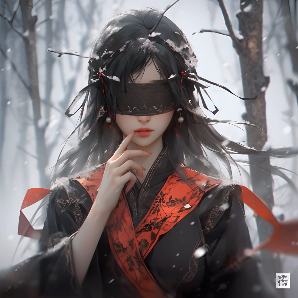 梦魇女孩卡通头像高清图片,女生蒙眼Ai头像_4