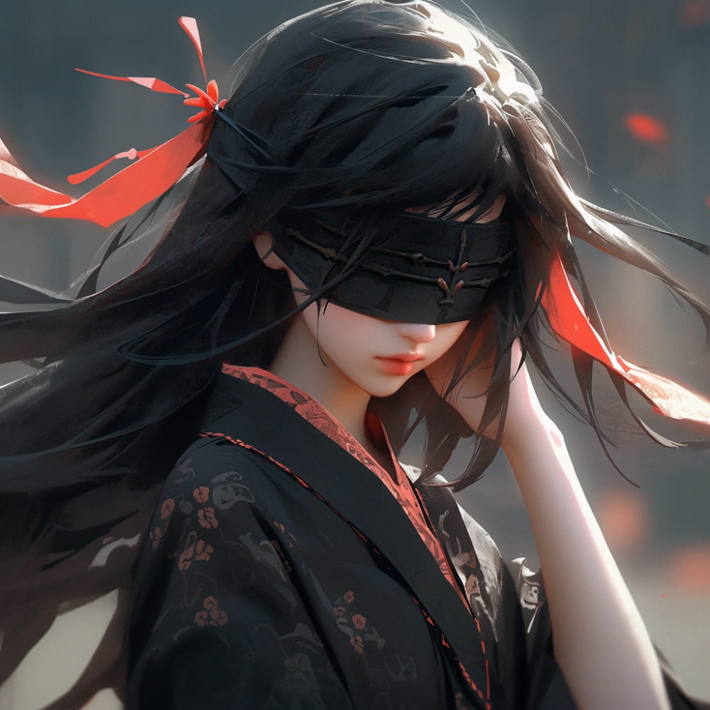梦魇女孩卡通头像高清图片,女生蒙眼Ai头像_5