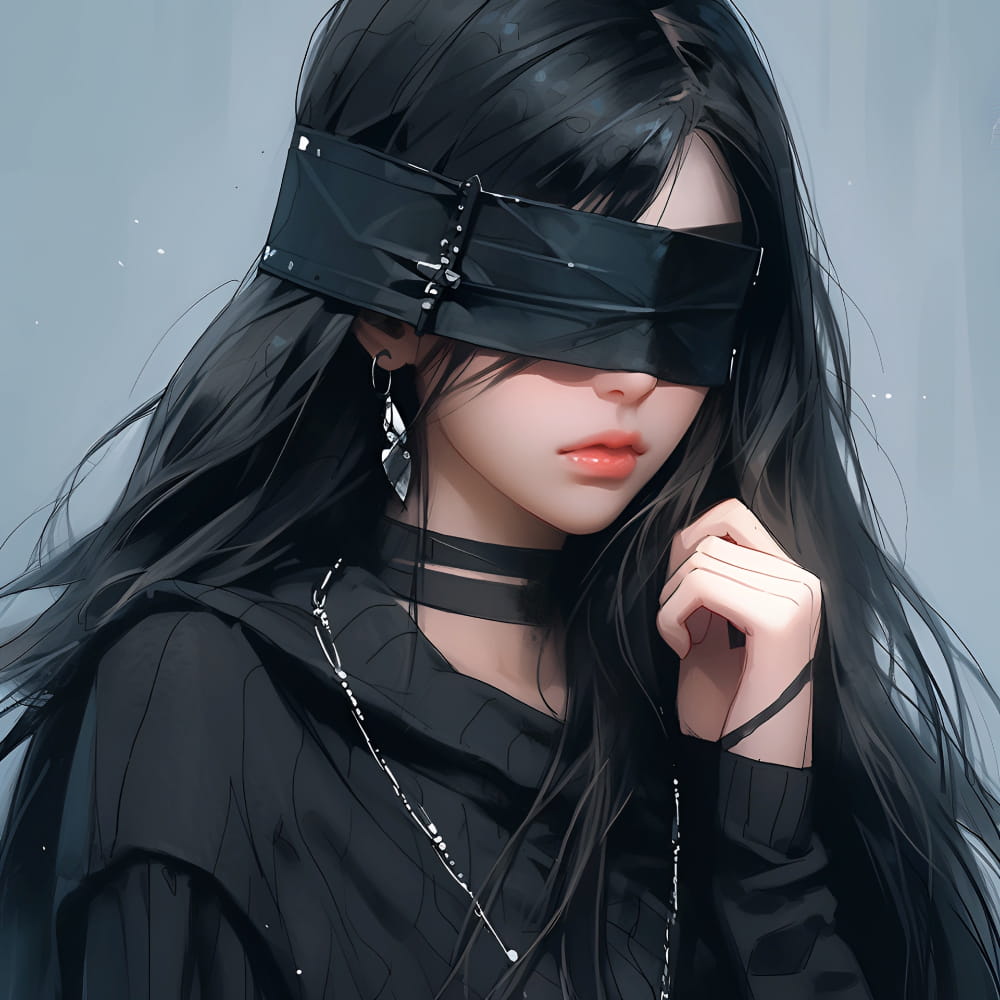 梦魇女孩卡通头像高清图片,女生蒙眼Ai头像_10