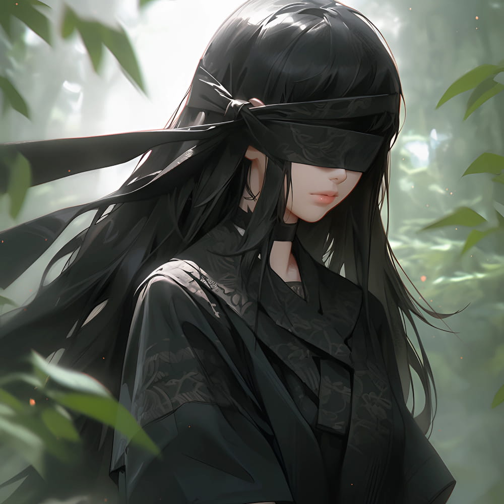 梦魇女孩卡通头像高清图片,女生蒙眼Ai头像_11