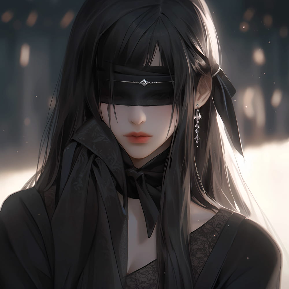 梦魇女孩卡通头像高清图片,女生蒙眼Ai头像_12