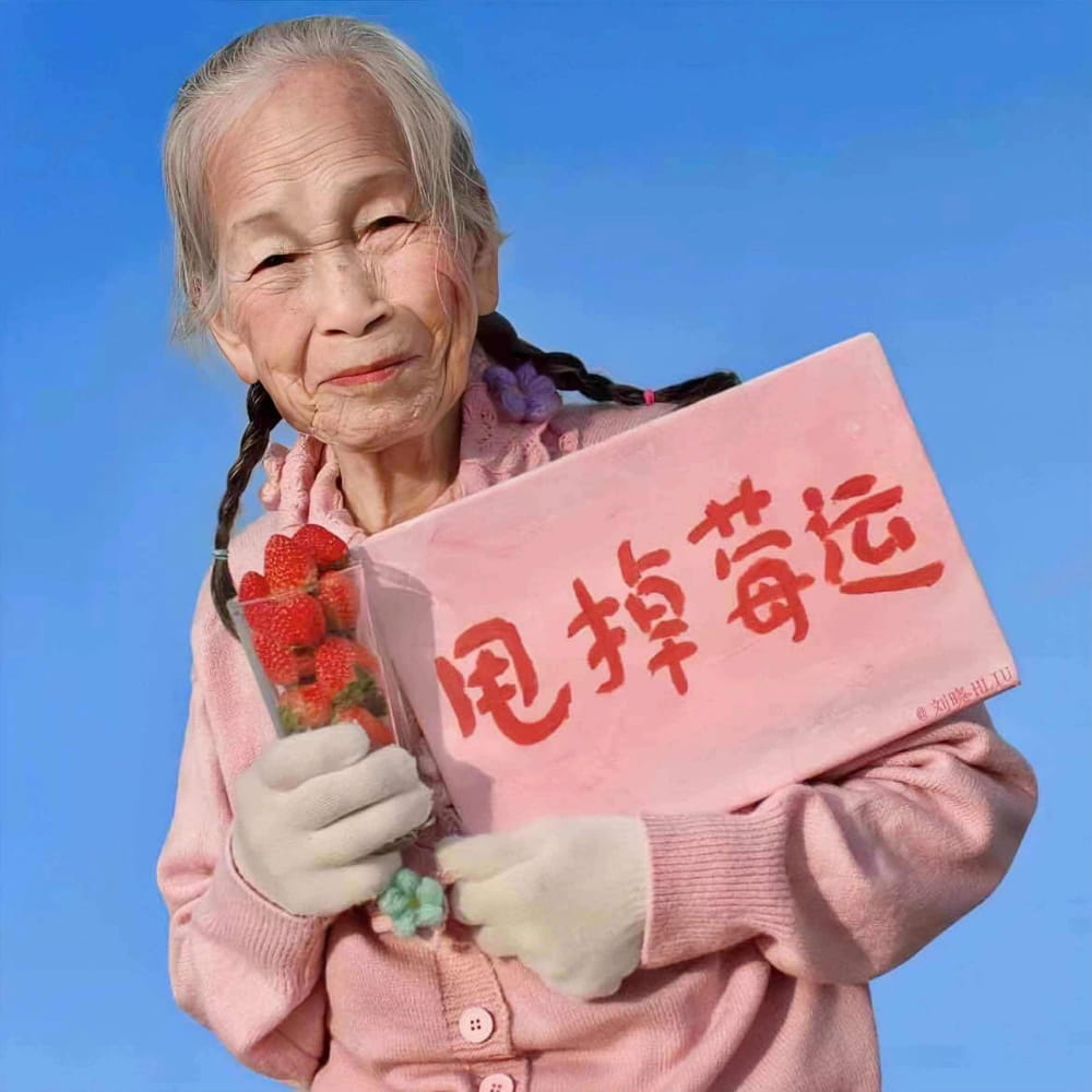 老奶奶沙雕闺蜜头像，老奶奶举牌子头像_3
